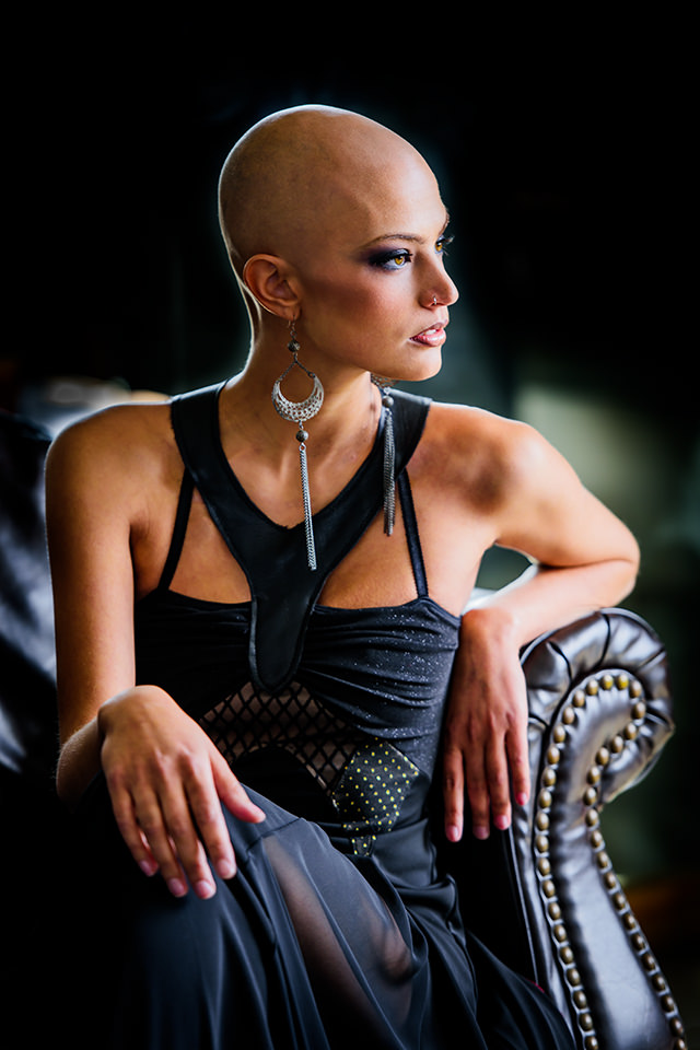 Dayna - Elegant woman on couch - cancer survivor